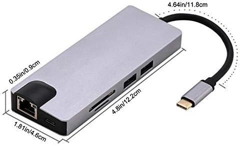 KUİDAMOS Hafıza Kartı Okuyucu, USB‑c'den USB Adaptörüne 8 in 1 Tip‑C Adaptör Dizüstü Bilgisayar için Çok Portlu 4K Çıkış