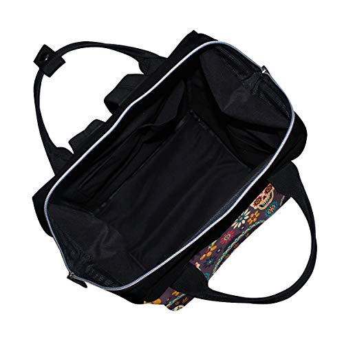 Şeker kafatası ve çiçek desen bebek bezi çanta Nappy sırt çantaları mumya sırt çantası seyahat Laptop sırt çantası