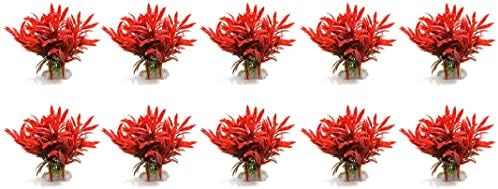 EuısdanAA 10 adet Kırmızı Plastik Çim Bitki Dekorasyon Peyzaj Akvaryum Balık Tankı için(10 adet paisaje de decoración de plantas