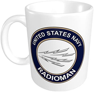 Abd Donanması Radyoman Porselen Kahve Kupaları, Klasik Seramik Çay Bardağı Latte Cappuccino Beyaz