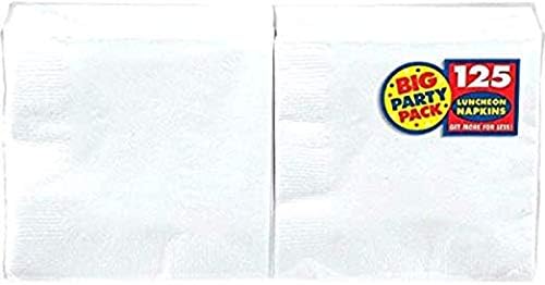 Amscan Ayaz Beyaz Büyük Parti Paketi Öğle Yemeği Peçeteleri, 6.5 x 6.5, 750 Ct.
