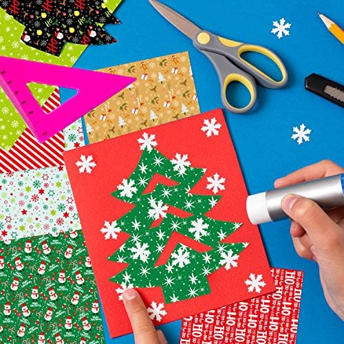 ASTARON 45 Levhalar Noel Desen Kağıt Seti 8. 2x11 inç Dekoratif Kağıt DIY Craft için Karalama Defteri Dekorasyon, 10 Stilleri