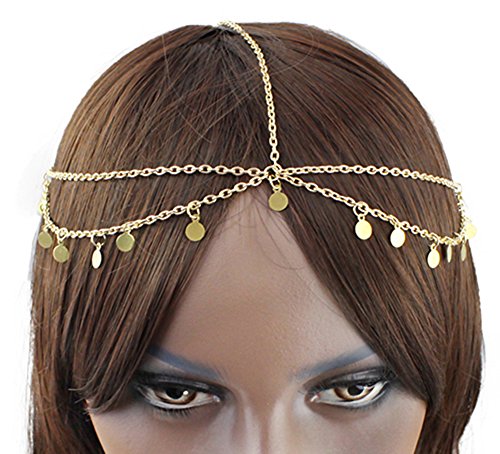 Kadın Boho gotik taç kafa zinciri başlığı Headdress Headwrap saç zinciri takı