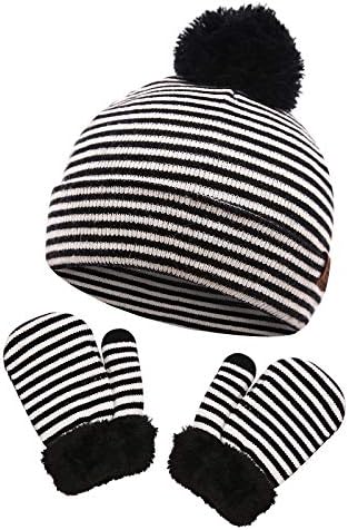 Toddler Örme Bere Şapka Eşarp Eldiven Set Bebek Kız Kış Kalın Pom Kap Boyun ısıtıcı Erkek Eldivenler