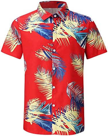 Erkek Üstleri, sevgililer Günü Moda erkek İlkbahar Yaz Rahat Plaj Baskılı Kısa Kollu Üst Bluz Gömlek