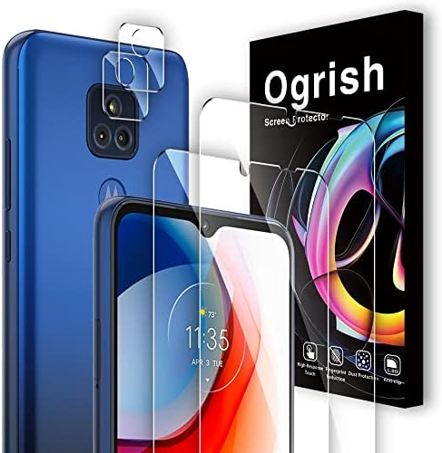 Ogrısh 2 Paketi Temperli Cam Ekran Koruyucu Motorola Moto G Oynamak için (2021) - ve 2 Paketi Kamera Lens Koruyucu【HD Clarity】【Anti-Scratch】【Case