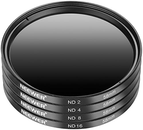 Neewer 58MM Nötr Yoğunluk ND2 ND4 ND8 ND16 Filtre ve Aksesuar Kiti Canon EOS Rebel T6i T6 T5i T5 T4i T3i SL1 DSLR Kamera, Lens