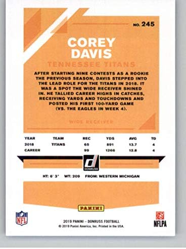 2019 Donruss Basın Geçirmez Mavi Futbol 245 Corey Davis Tennessee Titans Resmi NFL Ticaret Kartı Panini Amerika'dan