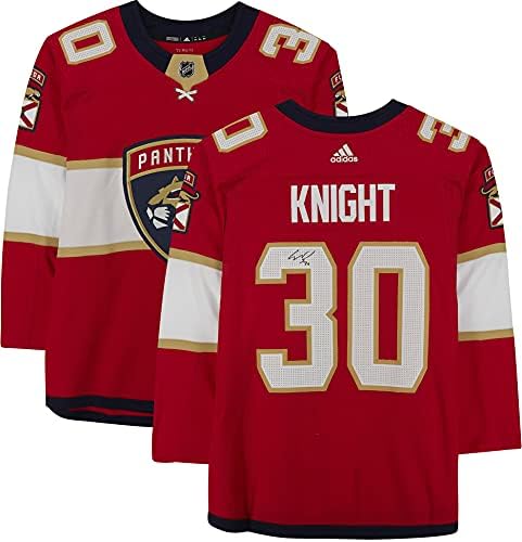 Spencer Knight Florida Panthers İmzalı Kırmızı Adidas Otantik Forma-İmzalı NHL Formaları