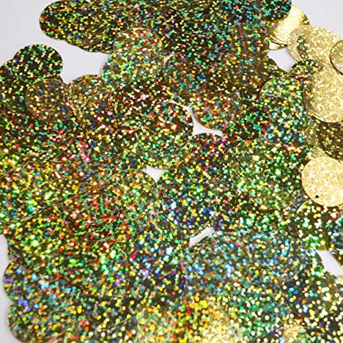 20mm Payetler Yuvarlak Sarı Hologram Glitter Sparkle Metalik Orta Üst Delik ABD'de yapılan