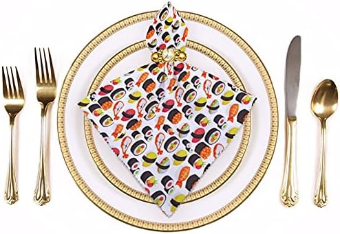 SushiPrinted Kullanımlık Yemeği Peçete Bez Düğün Kokteyl Noel Yemekleri Peçeteler Partiler için Mükemmel Dekoratif 6 ADET