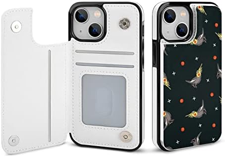 Cockatiel Desen Cüzdan Kılıf ile Uyumlu iPhone 13 / 13Pro/13 Mini / 13Pro Max 3 Kart Yuvaları ile Arka Kapak Standı Koruyucu