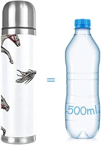 Lılıbeely 17 oz Vakum Yalıtımlı Paslanmaz Çelik Su Şişesi Spor Kahve Seyahat Kupa Flask Hakiki Deri Sarılmış BPA Ücretsiz, koşu