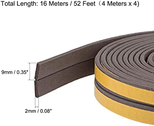 KFıdFran Köpük Bant Yapıştırıcı Hava Sıyırma 9mm Genişliğinde 2mm Kalınlığında, toplam 52 Feet Uzunluğunda Kahverengi 4 Adet