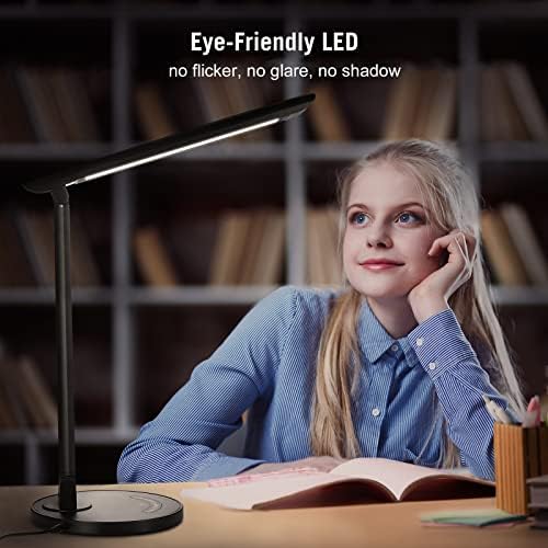 LED Masa Lambası, USB Şarj Portu ile Göz Bakımı Masa Lambası, Dokunmatik Kontrol 5 Mod 7 Parlaklık Seviyesi, Okuma, Çalışma,