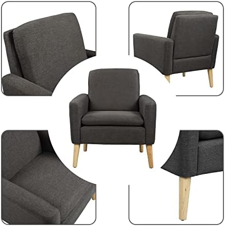 Lohoms Modern Accent Kumaş Sandalye Tek Kanepe Rahat Döşemeli Kol Sandalye Oturma Odası Mobilya Siyah