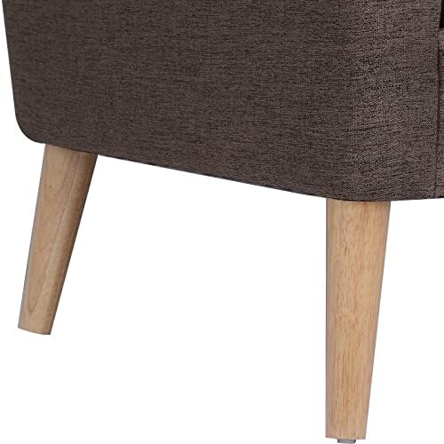 Lohoms Orta Yüzyıl Modern Kumaş Accent Sandalye Tek Kanepe Rahat Döşemeli Kol Sandalye Oturma Odası yatak odası mobilyası (Kahverengi)