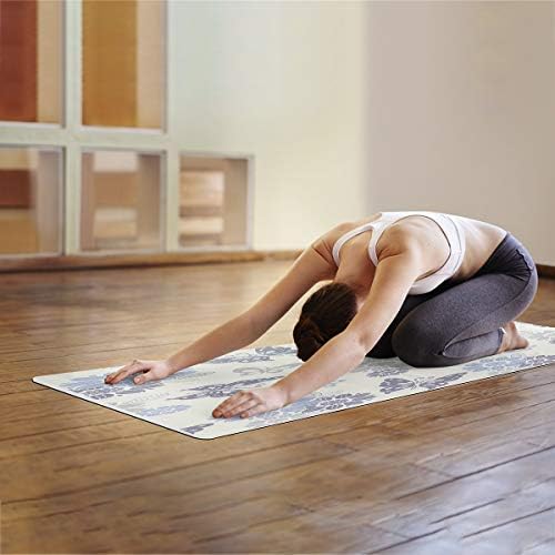 CHARMHOME Baskı Yoga Mat Blooming Çiçek ve Kelebek Desen Kaymaz egzersiz matı 72x24 İnç Kat Pilates egzersiz matı Yoga için Taşıma