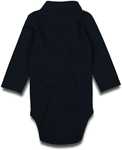 RomperinBox Katı Bebek Balıkçı Yaka Bodysuit Uzun Kollu Kıyafetler Pamuk Onsies Erkek Kız 1 Paket 0-24 Ay