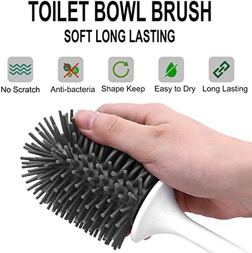 FIZILI Tuvalet Fırçası Tutucu, Silikon Klozet Fırçası Temizleme Tuvalet Scrubber Seti Çizilmez Silikon Kıllar Derin Temizlik
