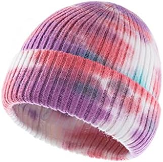 ESXAZ 2 Parça için Kış Şapka Kadın Erkek Beanies Örme Şapka Kravat-boya Kubbe Kaflı Örgü Şapka Rahat Kap (Renk: Bir, Boyutu: