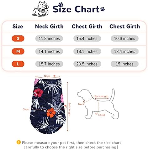 Pedgot 4 Paket Hawaii Köpek Gömlek Hawaii Tarzı Çiçek Baskılı Pet T-Shirt Pet Yaz Plaj Yelek Gömlek Elbise Nefes Pet Serin Giyim
