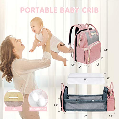 Değiştirme İstasyonu ile Bebek bezi Çantası Sırt Çantası, KABAQOO Büyük Bebek Bezi Çantaları Erkek Kız, USB Şarj Portu ile Taşınabilir