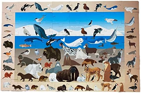 Çocuklar için Yapımcısı Arctic Hayvanlar Jumbo Kat Bulmaca Çift Taraflı, 64 Adet, 35” x 23, 4 Yaş ve Üstü Çocuklar için Eğitici