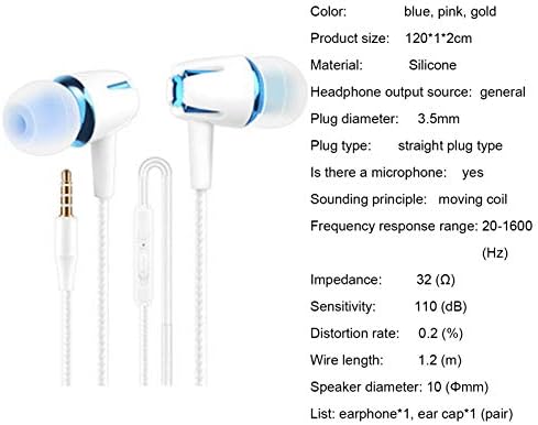 newshijieCOb 1 Set Kulaklık Kulak Ağır Bas Dahili Mikrofon Moda Taşınabilir Dayanıklı Kablolu Kulaklık için Oyun Altın