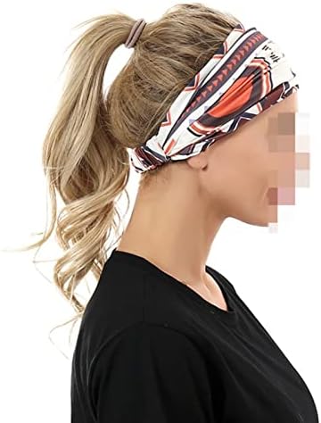 ASZX Çiçek Baskı Türban Düğüm Headwrap Spor Elastik Yoga Hairband Moda Unisex Kumaş Geniş Bandı 113 (Renk: 03, Boyutu: Bir Boyut)