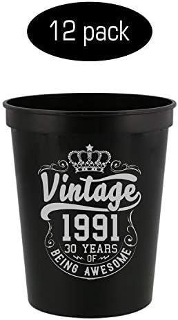 Veracco Vintage 1991 30 Yıl Olmak Harika 30 Yaşında Stadyum parti Kupası Thirth Parti Iyilik Dekorasyon Komik Doğum Günü Gag