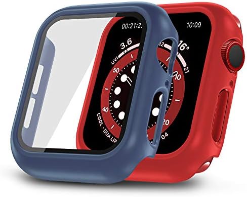 ONMROAD 2 Paketleri için Uyumlu Apple İzle Vaka 40mm ile Ekran Koruyucu, mavi ve Kırmızı Koruyucu kılıf Değiştirme için iWatch