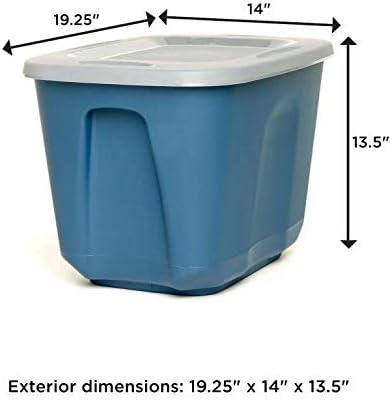 ECOstorage Standart Geri Dönüşümlü Plastik Saklama Kabı, 10 Galon, Mavi, 4 Paket