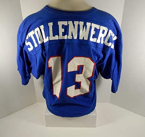 1986 SMU Southern Methodist Broncos John Stollenwerck 13 Oyunu Kullanılmış Mavi Forma-Üniversite Oyunu Kullanılmış Formalar
