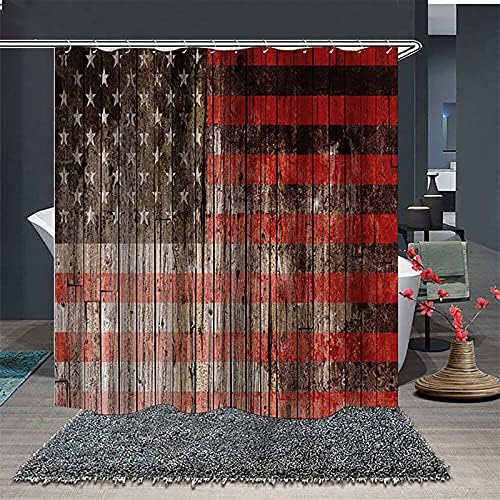 ZHUAN Amerikan Bayrağı Duş Perdeleri, Su Geçirmez Polyester Kumaş banyo Perdesi Hooks ile Banyo Dekor-C 7272in