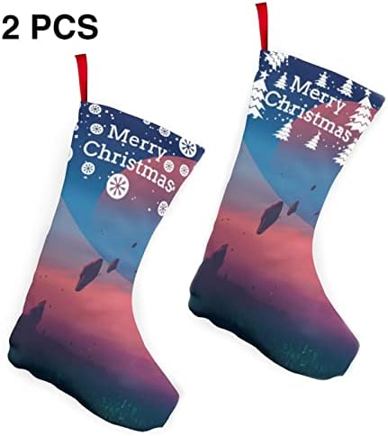 GLRTORE Sanat Gezegen Dünya Noel Çorap 2 Paket 10 İnç,noel Çorap Noel Ağacı Şömine Asılı Çorap Noel Şeker Mevcut Çanta için Aile
