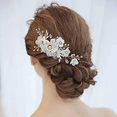 FKSDHDG Yeni Çiçek Altın Düğün Saç Takı El Yapımı Kristal Saç ve Klipler Kraliçe Prenses Gelin Kadın Tiara Saç Aksesuarları