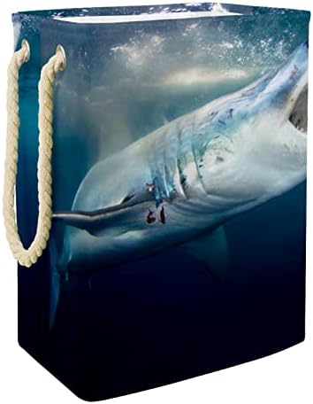 Inhomer Köpekbalığı Desen Büyük Çamaşır Sepeti Su Geçirmez Katlanabilir kıyafet sepeti Sepeti Giyim Oyuncak Organizatör, ev Dekor