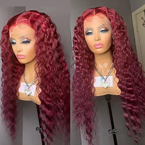 ANDRİA kırmızı kıvırcık dantel ön peruk doğal kıvırcık sentetik uzun peruk ısıya dayanıklı iplik saç peruk siyah kadınlar için