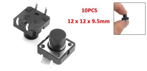 uxcell PCB Anlık İnceliğini Push Button Anahtarı, 10 Parça, 12mm x 12mm x 9.5 Mm, 4 Pin DIP