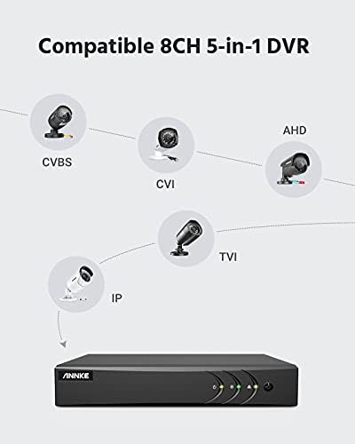 ANNKE 8CH H. 265 + Güvenlik Kamera Sistemi 5MP Lite DVR ile 1 TB Sabit Disk, 4 × 1080 P PIR CCTV Kamera Açık Kapalı Kullanım