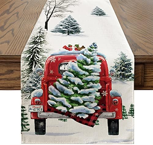 Artoid Modu Suluboya Kar Ağacı Kamyon Noel Masa Koşucu, Mevsimsel Kış Noel Tatil Mutfak yemek masası Dekorasyon için Kapalı Açık