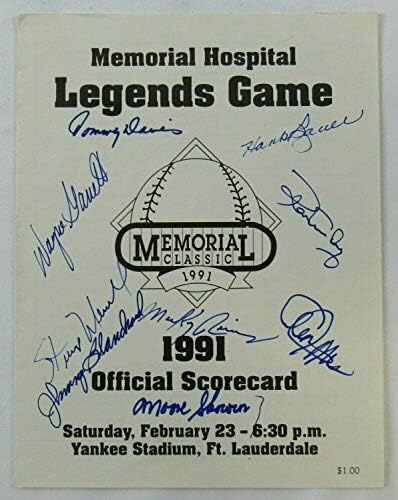 Ron Guidry Moose Skowron + 7 İmzalı 1991 Memorial Classic Programı-İmzalı MLB Dergileri