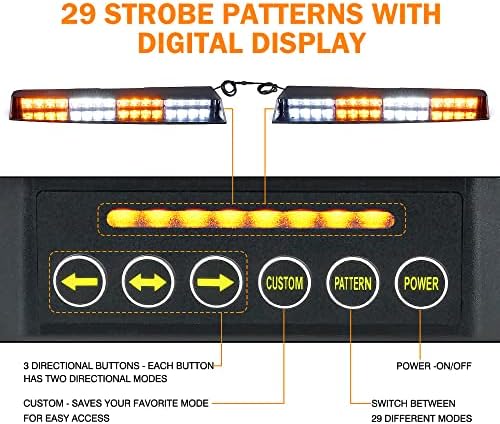 Xprite Beyaz Amber LED Visor Strobe çift ışık çubuğu, iç Cam Sunvisor Güvenlik Acil Uyarı Trafik Danışmanı Yanıp Sönen Lightbars