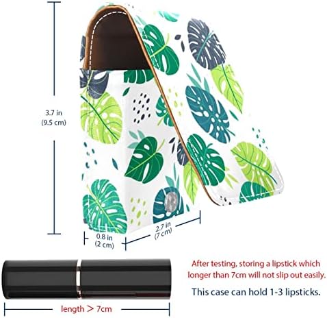 Yeşil Monstera Yaprakları Desen Dudak Parlatıcısı Kılıfı Taşınabilir Seyahat Kozmetik Çantası Tutun 2 veya 3 Ruj Dudak Parlatıcısı