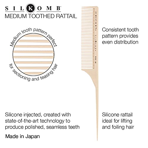 Kriket Silkomb Pro-60 Orta Diş Rattail Profesyonel Saç Stilisti Tarak Alay Kesit Ayrılık Kaldırma Şekillendirici Boyama Saç