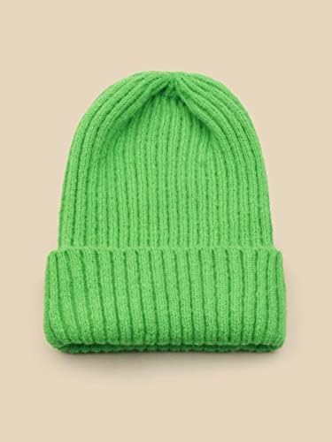 Sonbahar ve Kış Katı Manşet Beanie için XAODUNH Bayan Şapkaları (Renk: Yeşil, Boyut: Tek Beden)