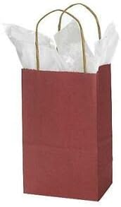 Kağıt Torbalar Cub 25 Tuğla Kırmızı Mal Hediyelik Alışveriş 5 ¼ x 3 ½ x 8 ½ ” Çanta