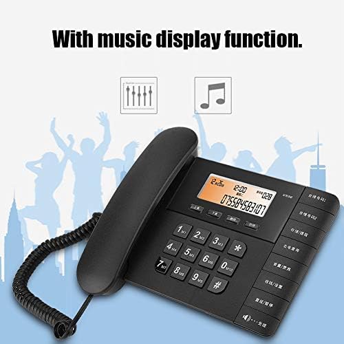 Ofis Telefon, LCD HD Ekran Ofis Masaüstü Telefon Hafif Telefon Arayan Kimliği Ekran HD Hands-Free Dekorasyon için(Siyah)