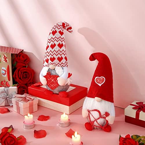 2 Parça Sevgililer Günü Gnome Sevgililer Cüceler Peluş Süslemeleri Noel Peluş Elf Bebek Sevgililer Gnome Bebek Süs El Yapımı